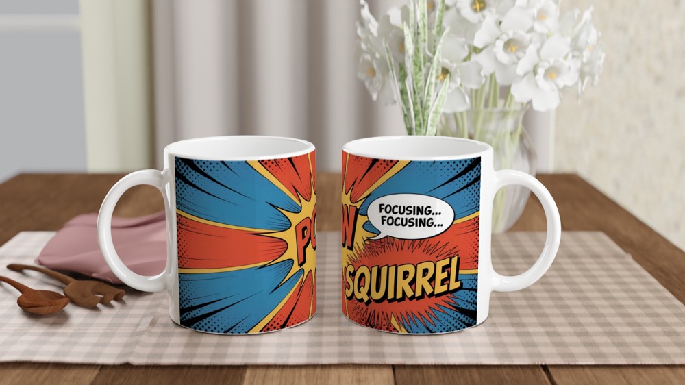 POW Squirrel Focusing - ADHD Comic Book Style Mug