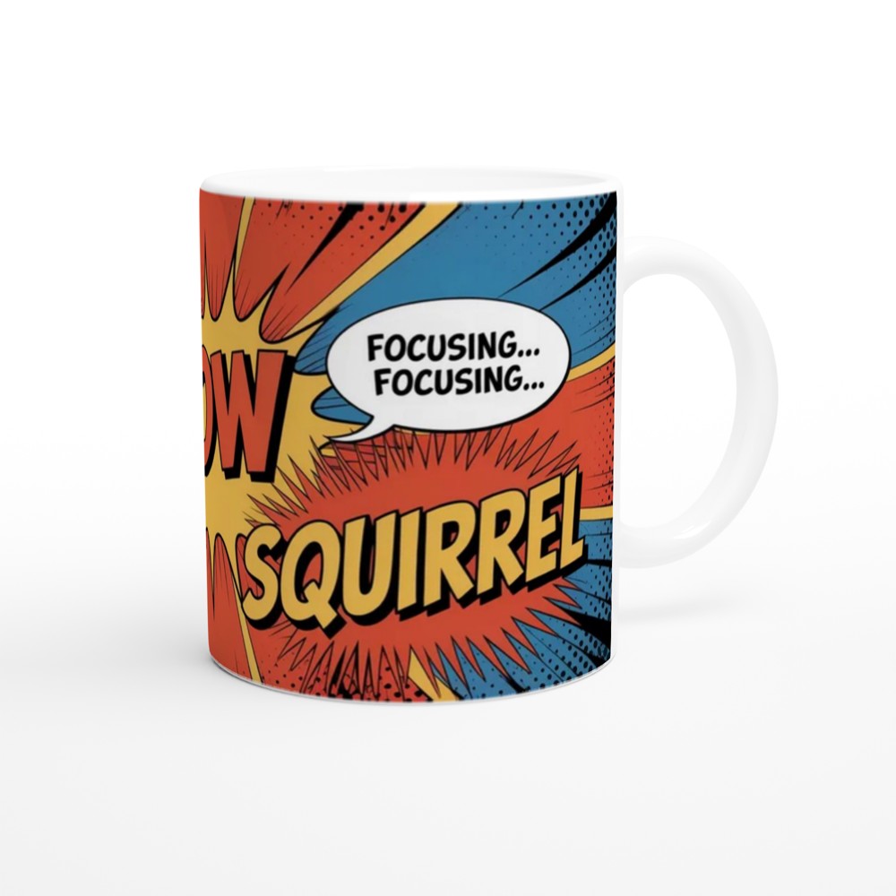 POW Squirrel Focusing - ADHD Comic Book Style Mug — view 12