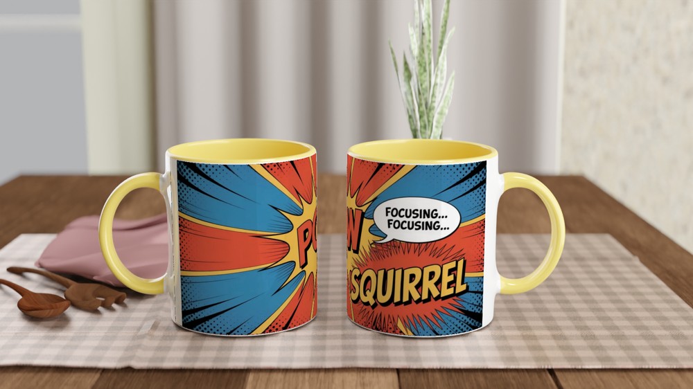 POW Squirrel Focusing - ADHD Comic Book Style Mug — view 8