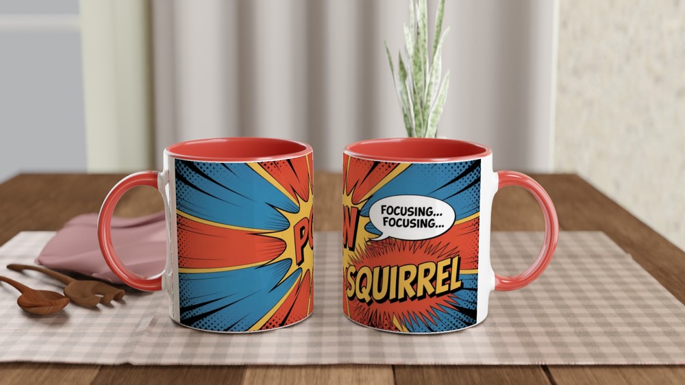 POW Squirrel Focusing - ADHD Comic Book Style Mug — view 7