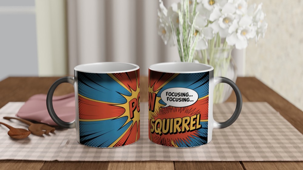 POW Squirrel Focusing - ADHD Comic Book Style Mug — view 3