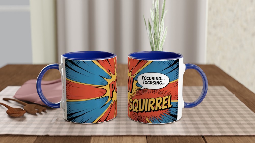 POW Squirrel Focusing - ADHD Comic Book Style Mug — view 4