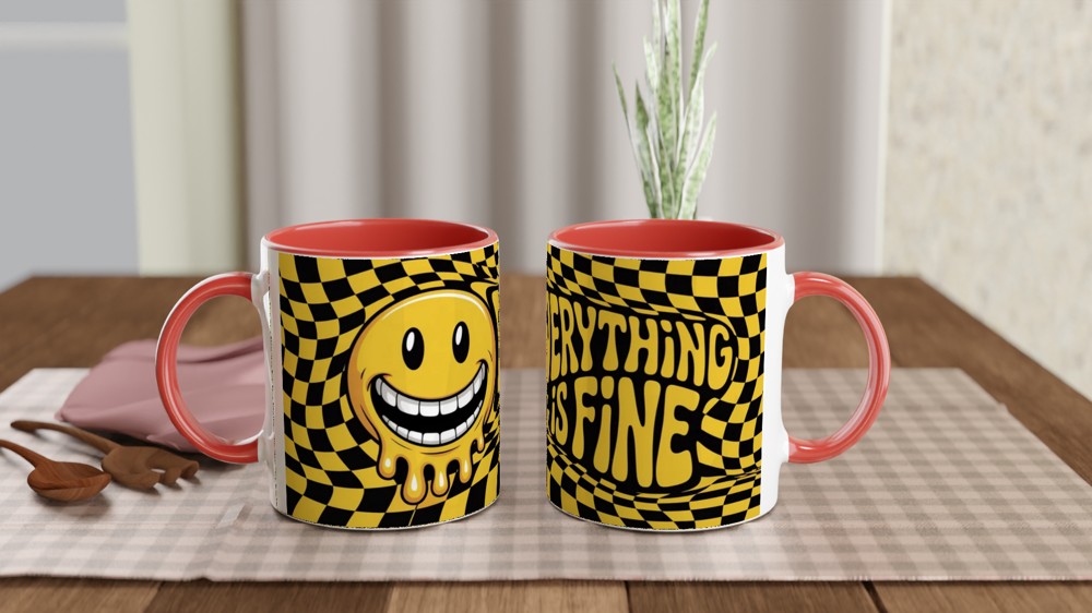 Everything Is Fine Melting Smiley Face Mug — view 7