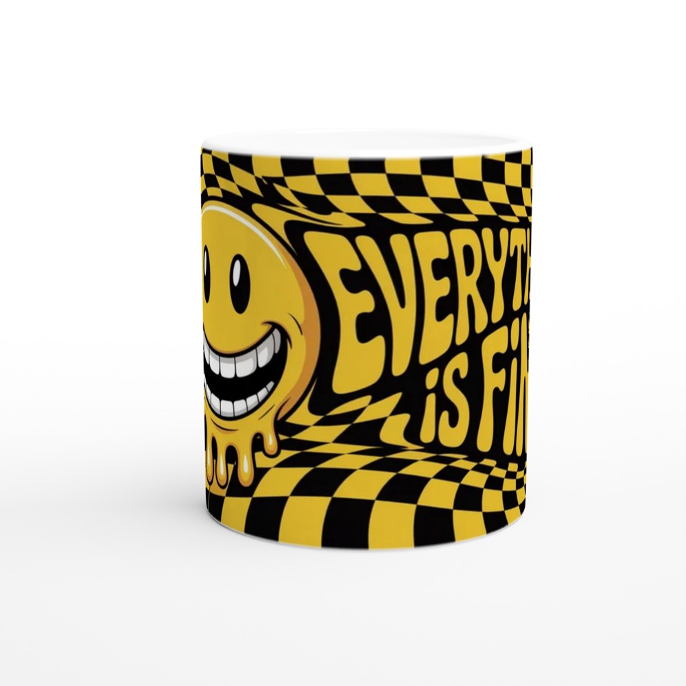 Everything Is Fine Melting Smiley Face Mug — view 11