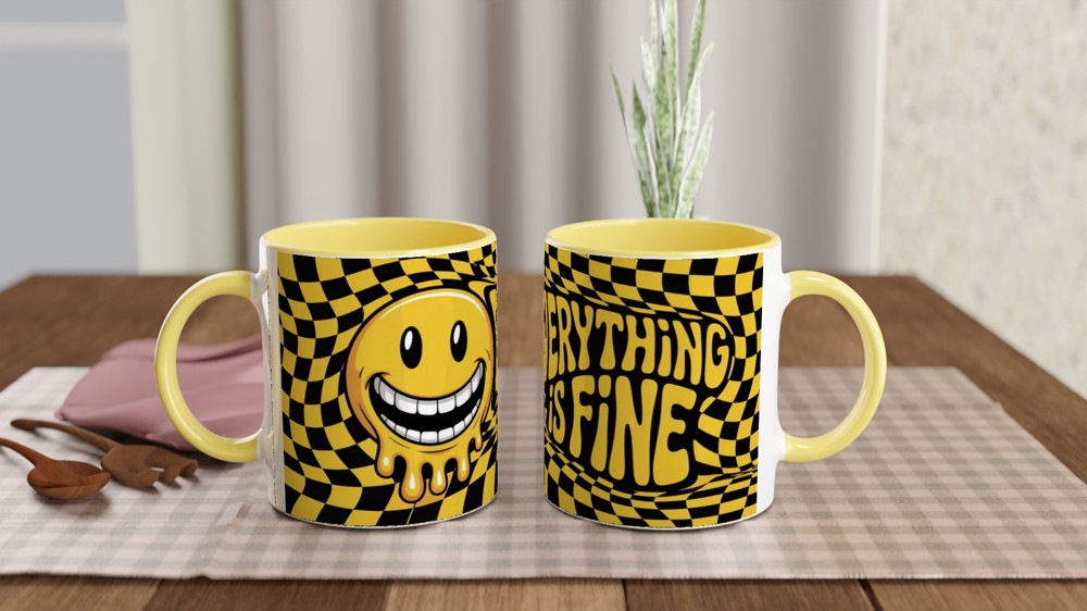 Everything Is Fine Melting Smiley Face Mug — view 8