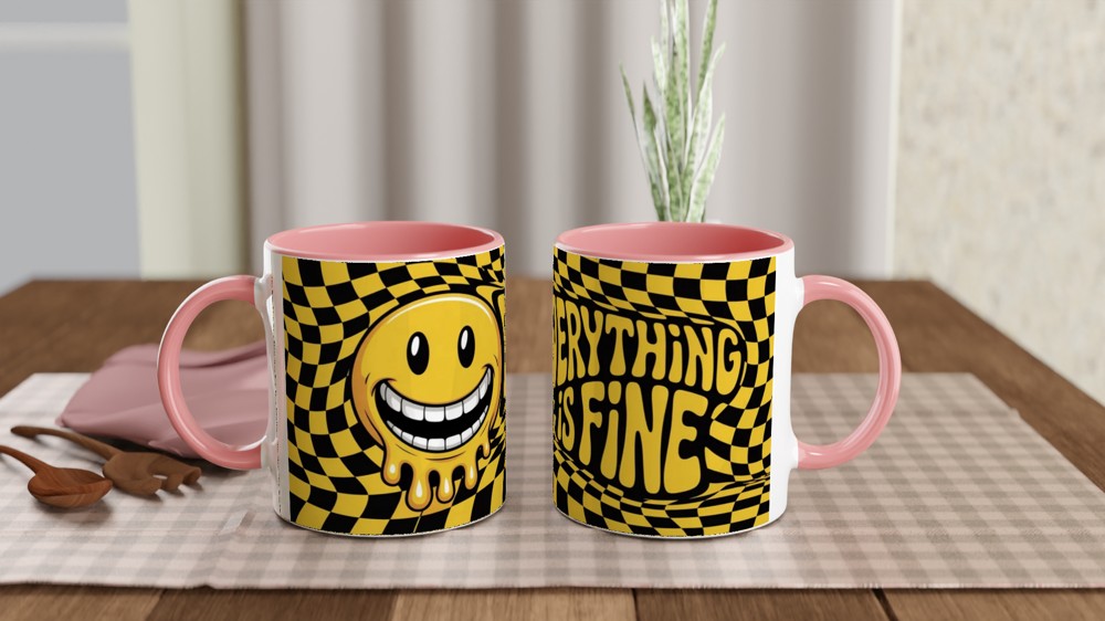 Everything Is Fine Melting Smiley Face Mug — view 6