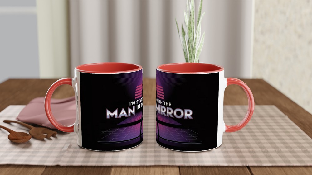 MJ The Musical Mug | Man in the Mirror Synthwave Quote | Musical Theatre Gift | Retro 80s West End Present for Him or Her — view 7