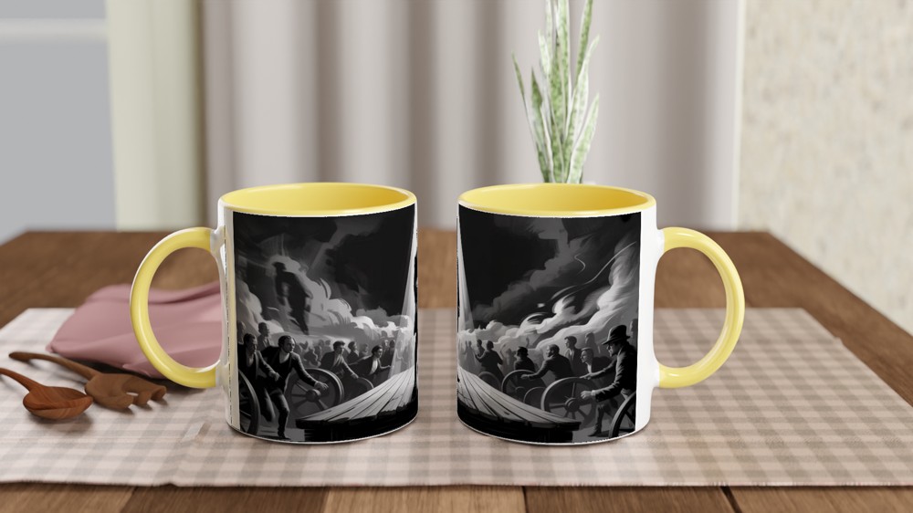 Revolutionary Leader Dramatic Black and White Illustration Mug — view 8