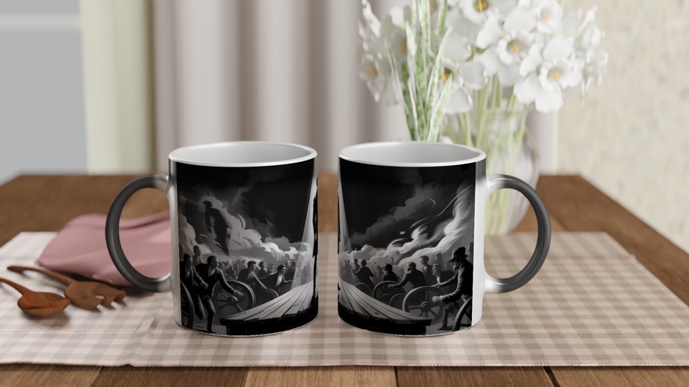 Revolutionary Leader Dramatic Black and White Illustration Mug — view 3