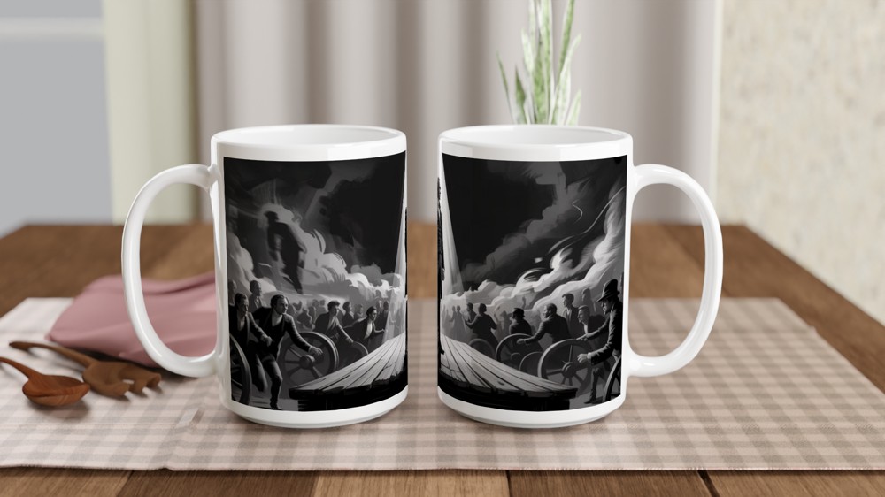 Revolutionary Leader Dramatic Black and White Illustration Mug — view 2