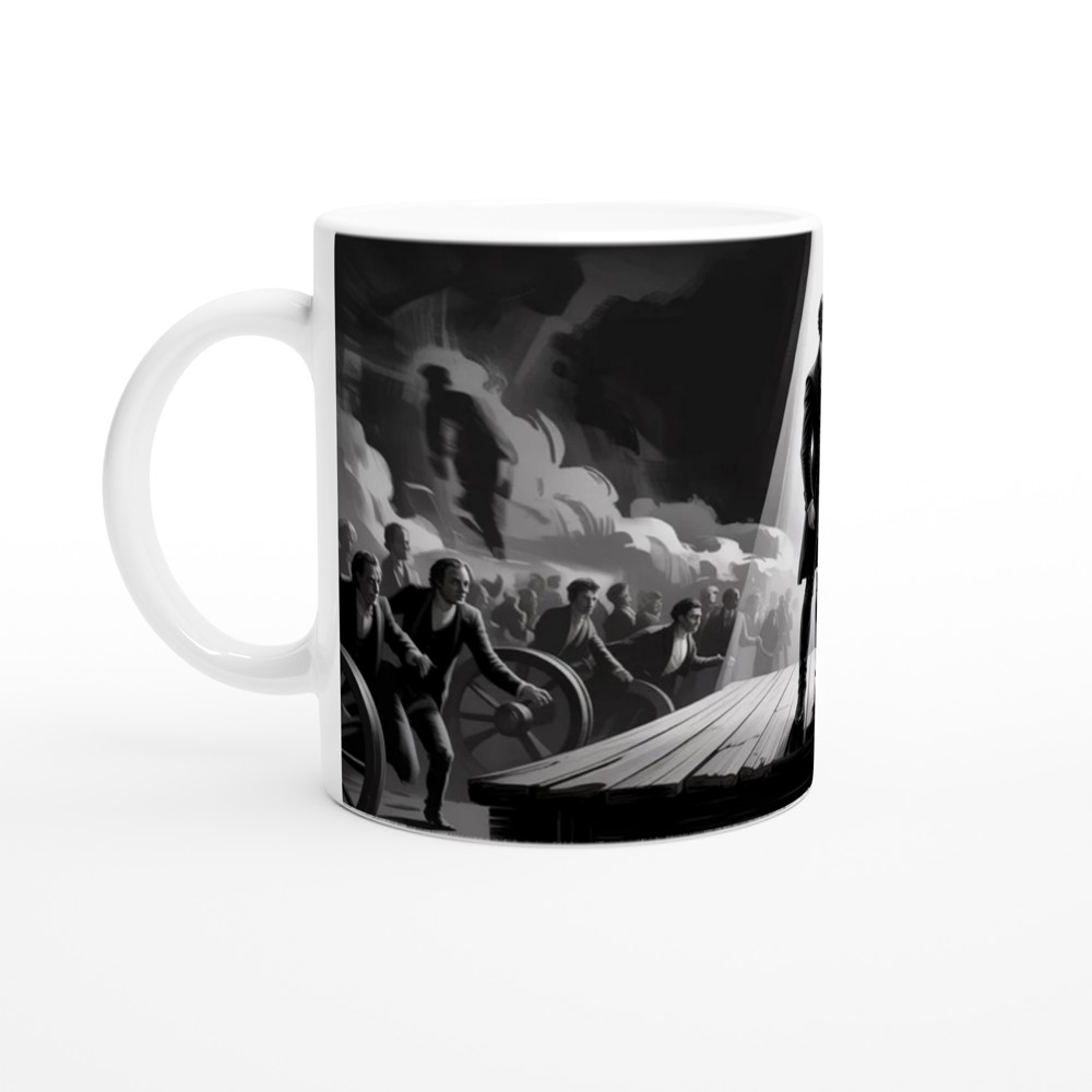 Revolutionary Leader Dramatic Black and White Illustration Mug — view 10