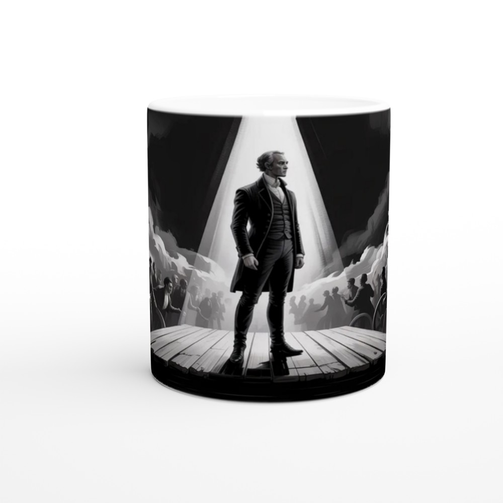 Revolutionary Leader Dramatic Black and White Illustration Mug — view 11