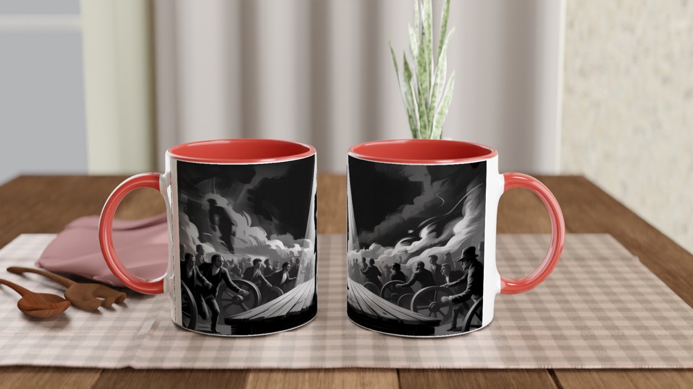 Revolutionary Leader Dramatic Black and White Illustration Mug — view 7