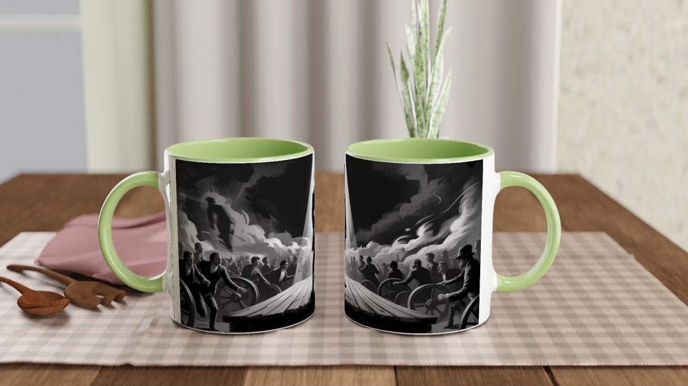Revolutionary Leader Dramatic Black and White Illustration Mug — view 5