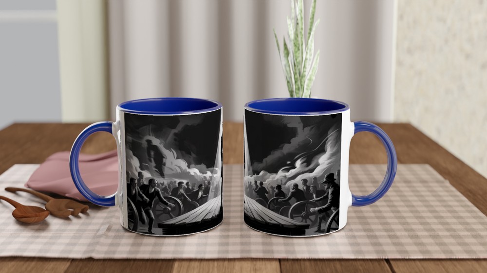 Revolutionary Leader Dramatic Black and White Illustration Mug — view 4