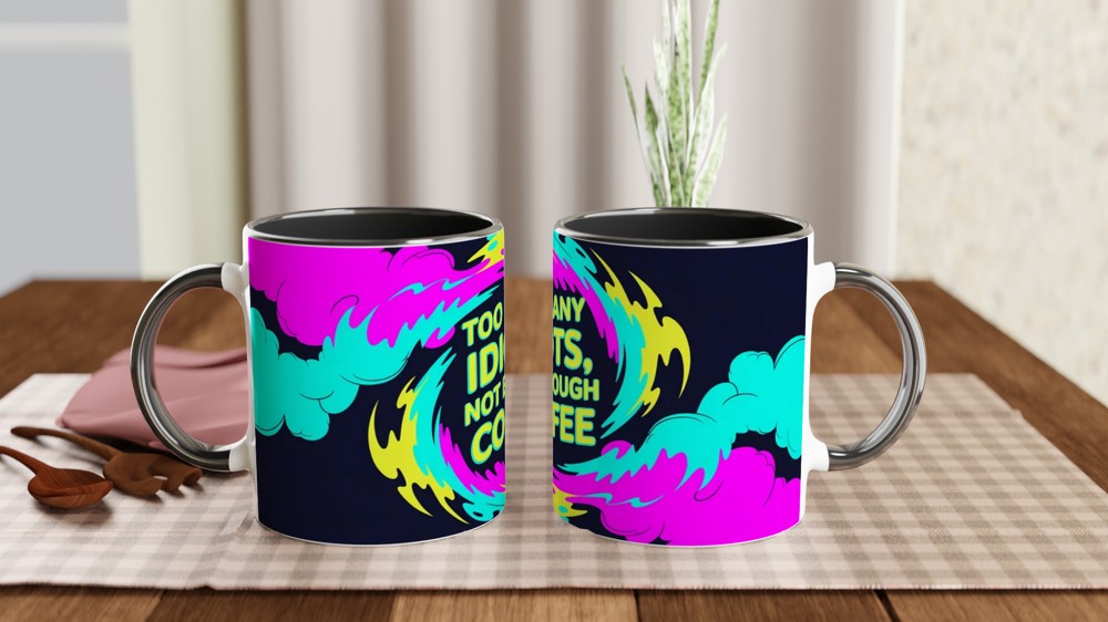 Too Many Idiots Not Enough Coffee Funny Mug — view 9