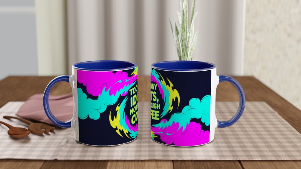 Too Many Idiots Not Enough Coffee Funny Mug — view 4