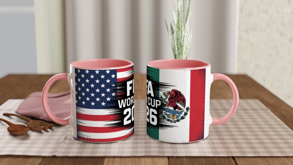 World Cup 2026 Mug | Football Fan Gift | USA Canada Mexico Grunge Flag Design | Birthday Present for Him — view 6