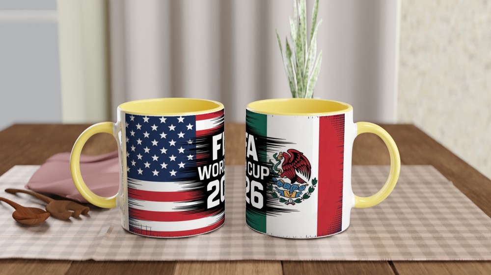 World Cup 2026 Mug | Football Fan Gift | USA Canada Mexico Grunge Flag Design | Birthday Present for Him — view 8