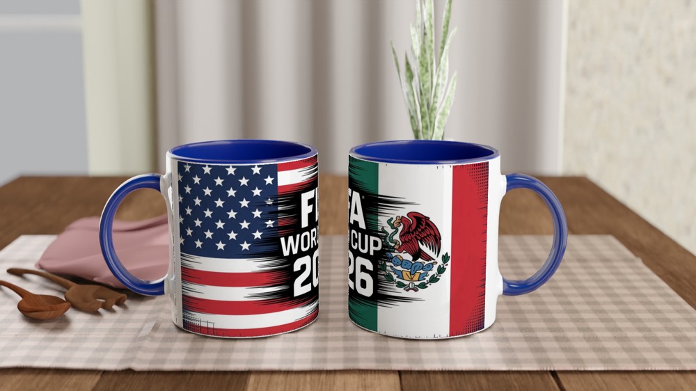 World Cup 2026 Mug | Football Fan Gift | USA Canada Mexico Grunge Flag Design | Birthday Present for Him — view 4