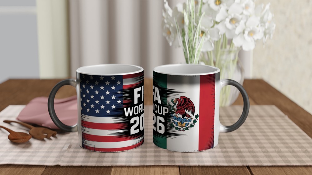 World Cup 2026 Mug | Football Fan Gift | USA Canada Mexico Grunge Flag Design | Birthday Present for Him — view 3