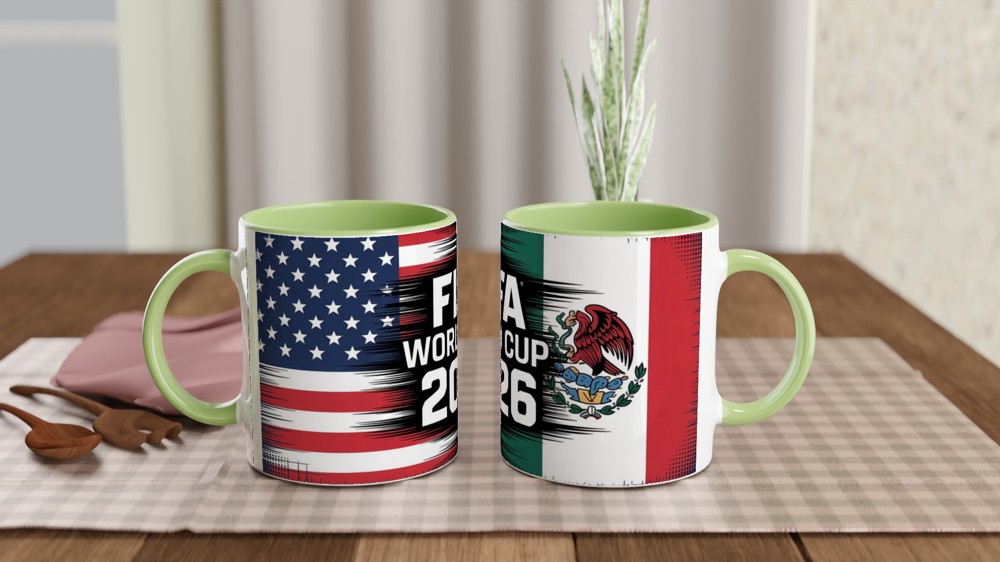 World Cup 2026 Mug | Football Fan Gift | USA Canada Mexico Grunge Flag Design | Birthday Present for Him — view 5