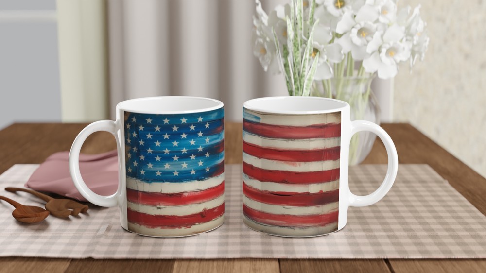 Rustic Painted American Flag Patriotic Mug