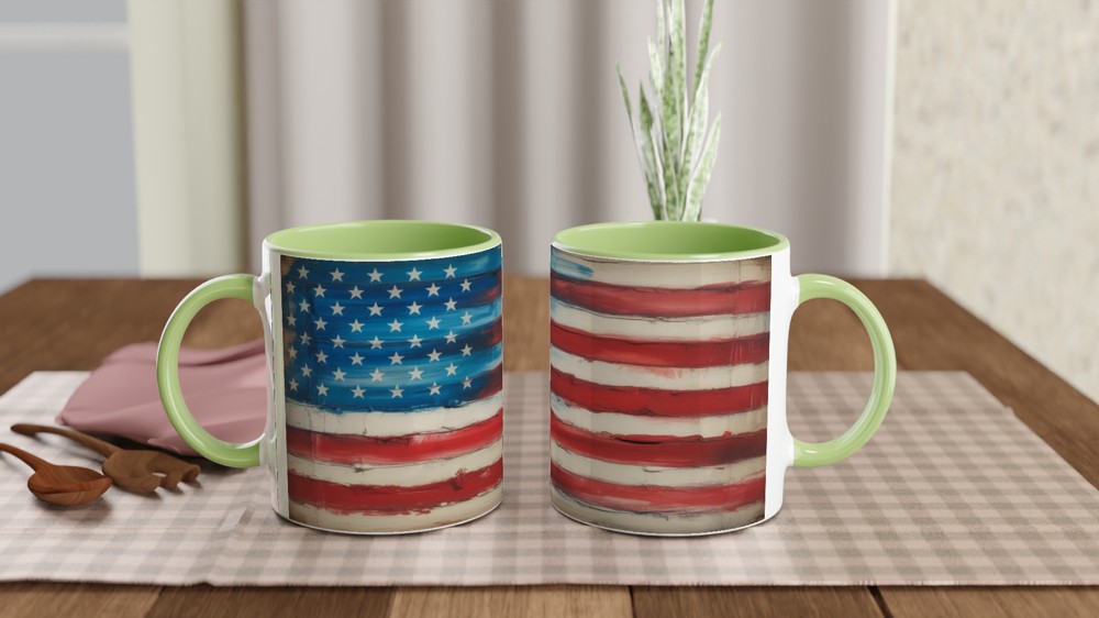 Rustic Painted American Flag Patriotic Mug — view 5