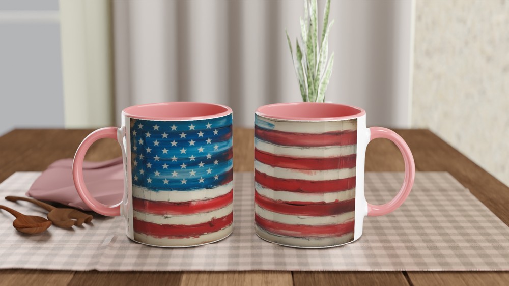 Rustic Painted American Flag Patriotic Mug — view 6
