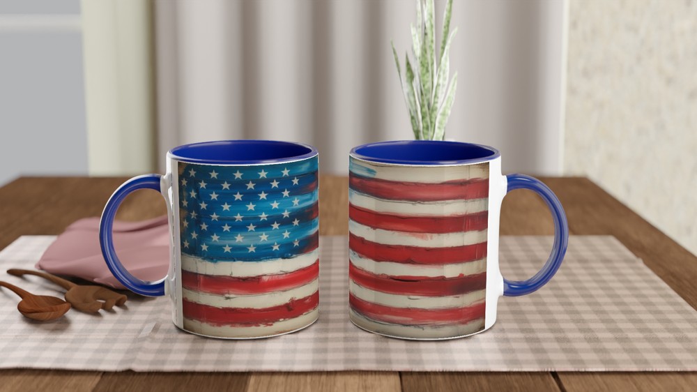 Rustic Painted American Flag Patriotic Mug — view 4