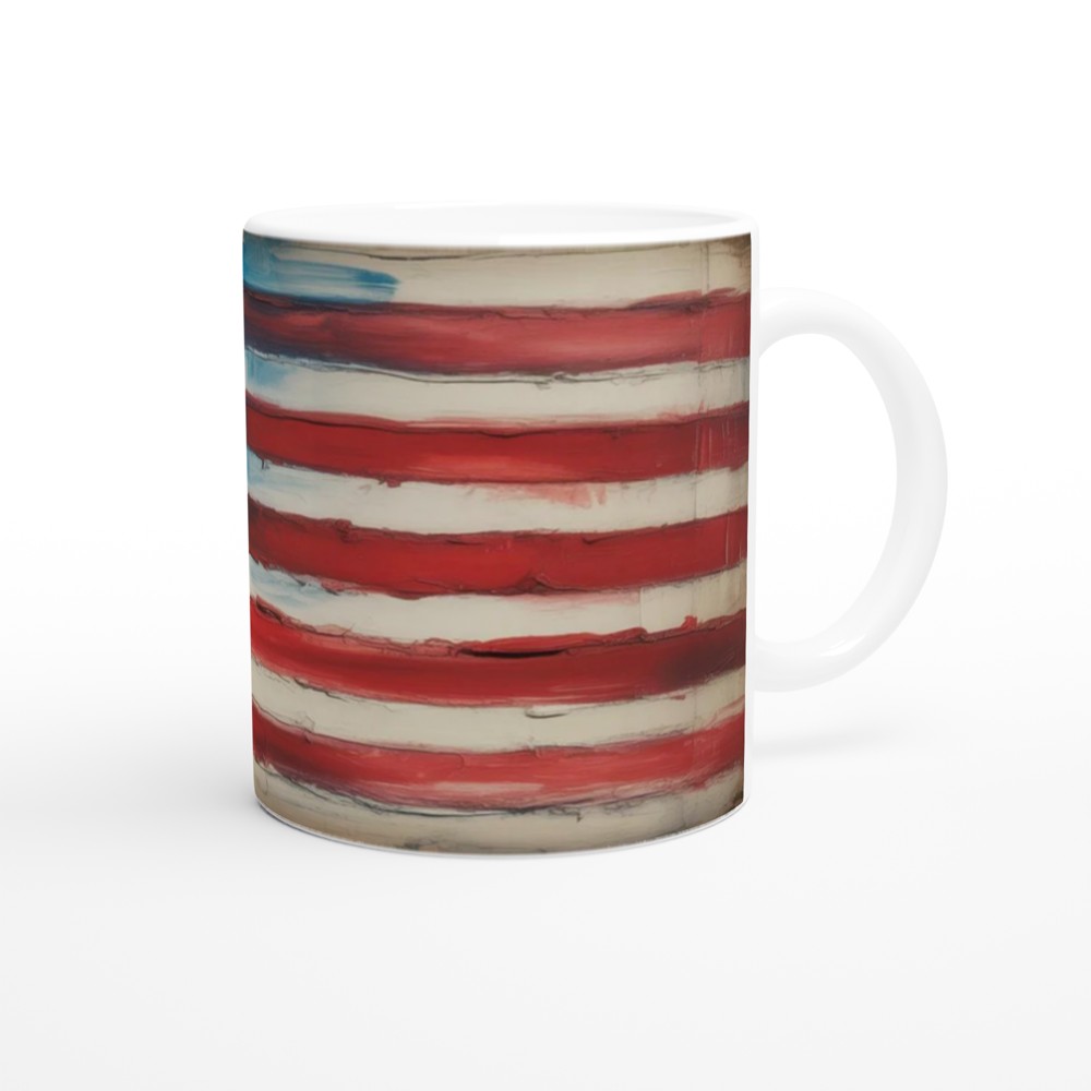 Rustic Painted American Flag Patriotic Mug — view 12
