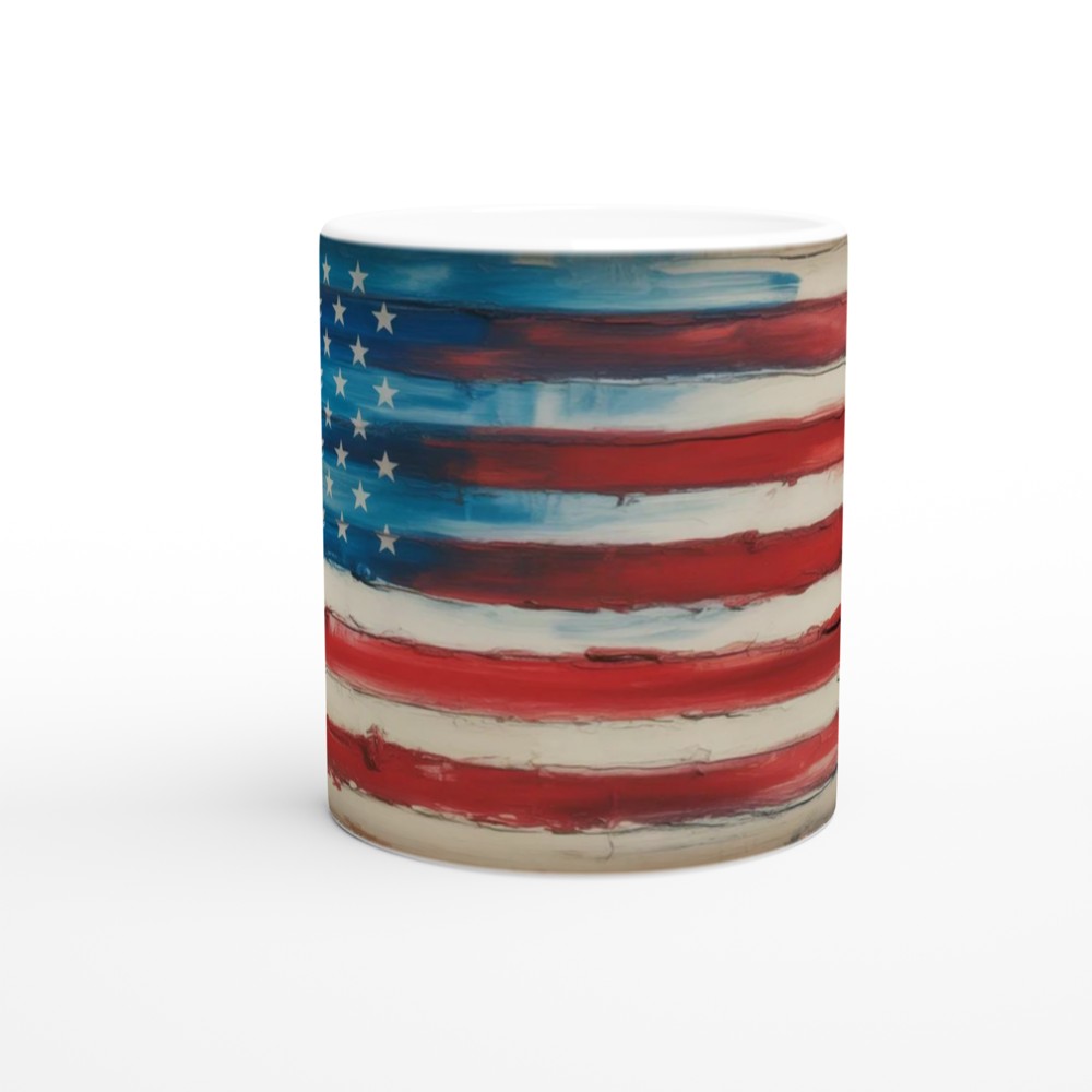Rustic Painted American Flag Patriotic Mug — view 11