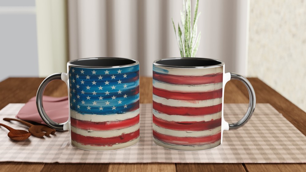 Rustic Painted American Flag Patriotic Mug — view 9