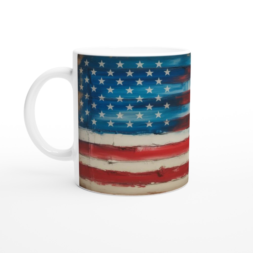 Rustic Painted American Flag Patriotic Mug — view 10