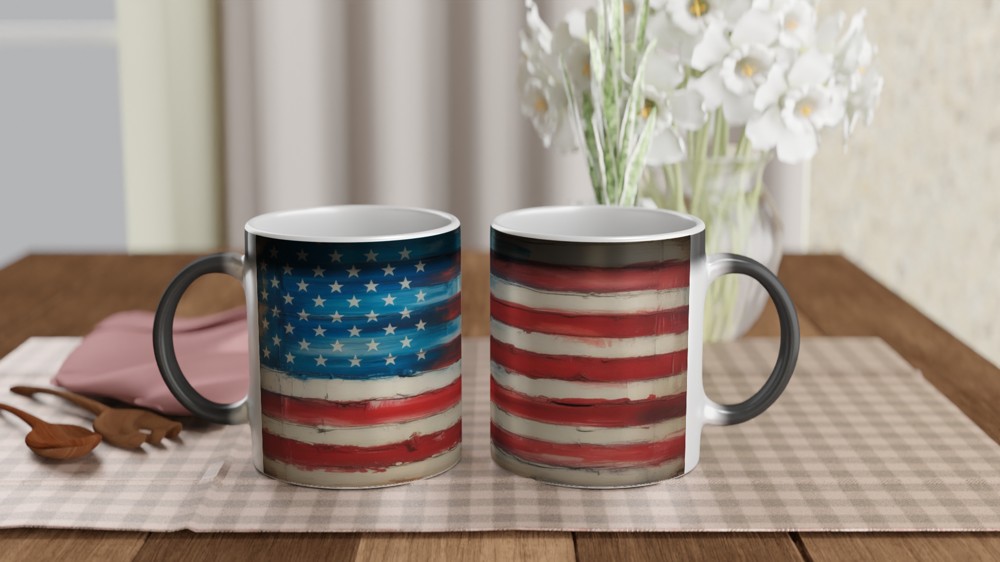 Rustic Painted American Flag Patriotic Mug — view 3