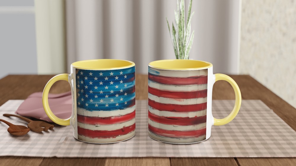 Rustic Painted American Flag Patriotic Mug — view 8